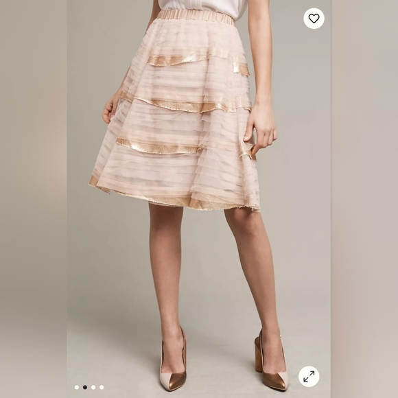 Anthropologie Tiny ivory cascade skirt - Picture 2 of 9